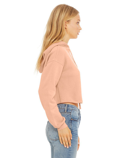 Trendy Cropped Peach Fleece Hoodie