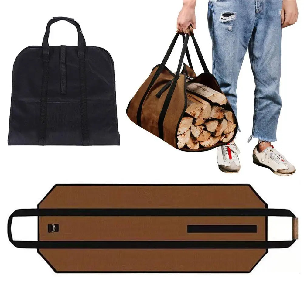 Heavy Duty Waterproof Firewood Storage Bag Carrier Tote