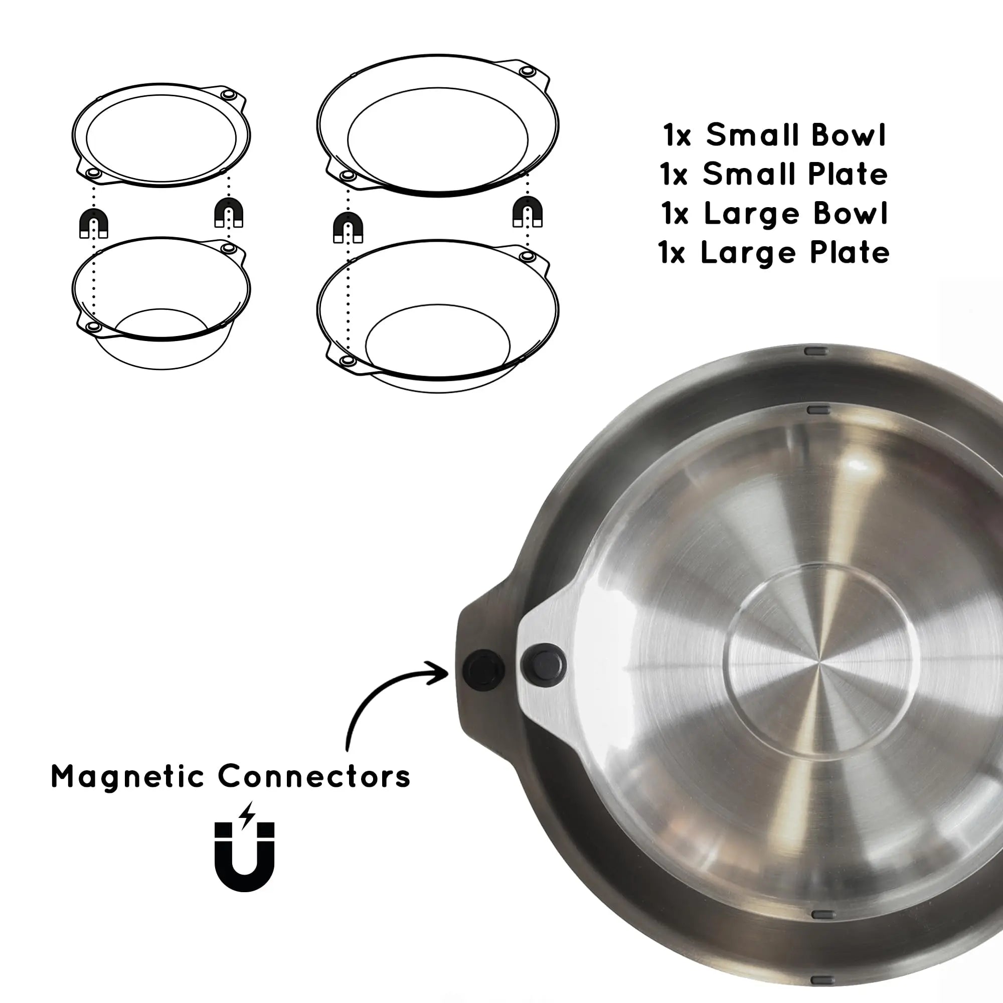 Magnetic Stainless Steel Travel Dinnerware Set for Camping and Outdoor Dining