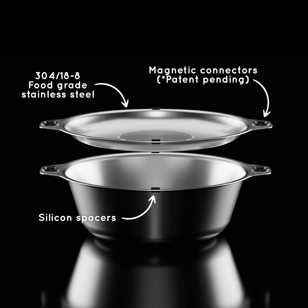 Magnetic Stainless Steel Travel Dinnerware Set for Camping and Outdoor Dining