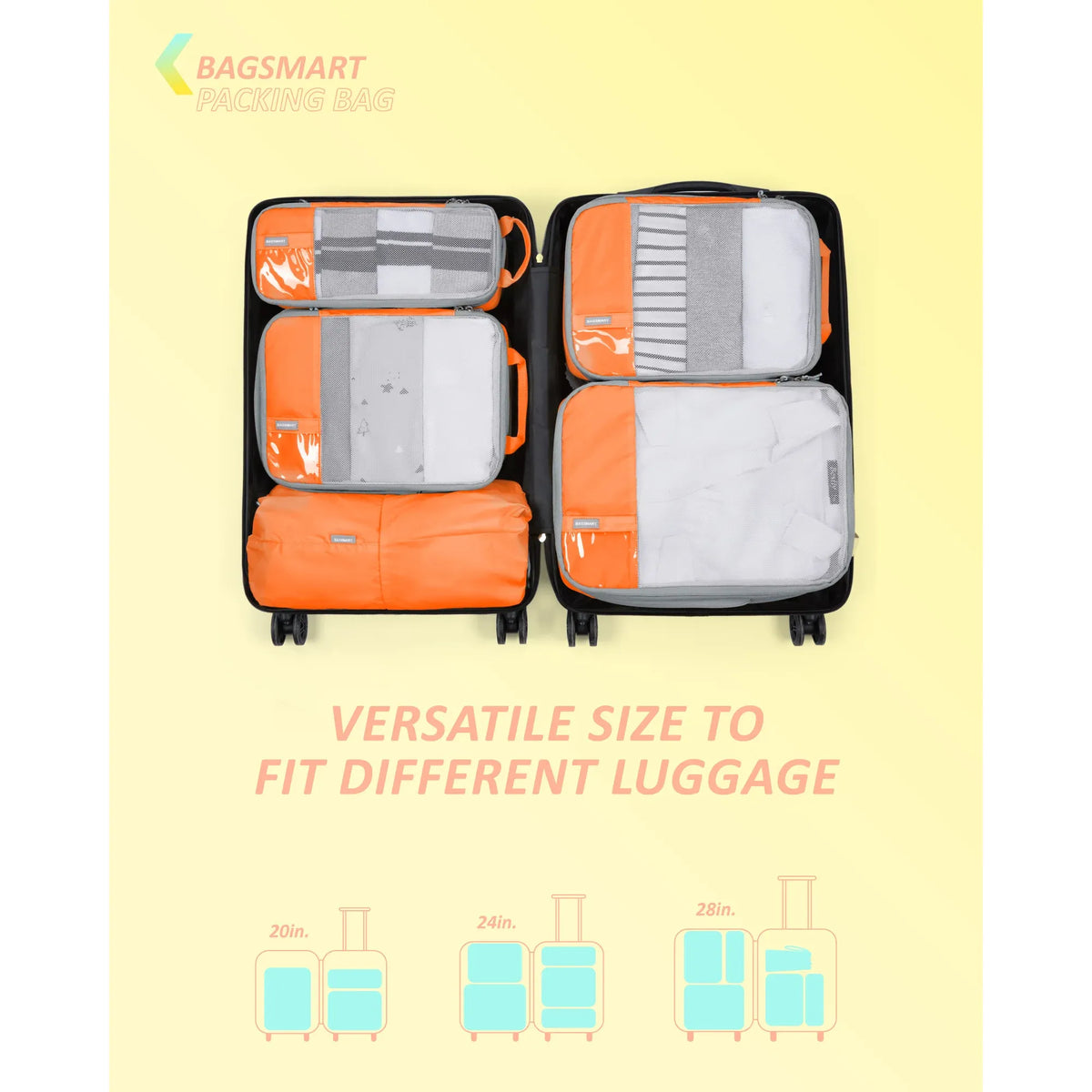 Bagsmart Compression Packing Cubes Travel Luggage Organizer