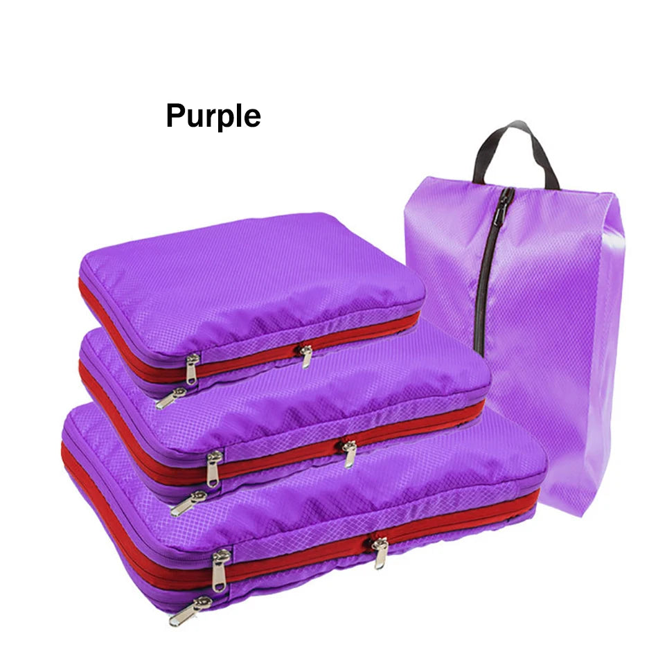 Essential Travel Compression Packing Cubes And Shoe Bag Set