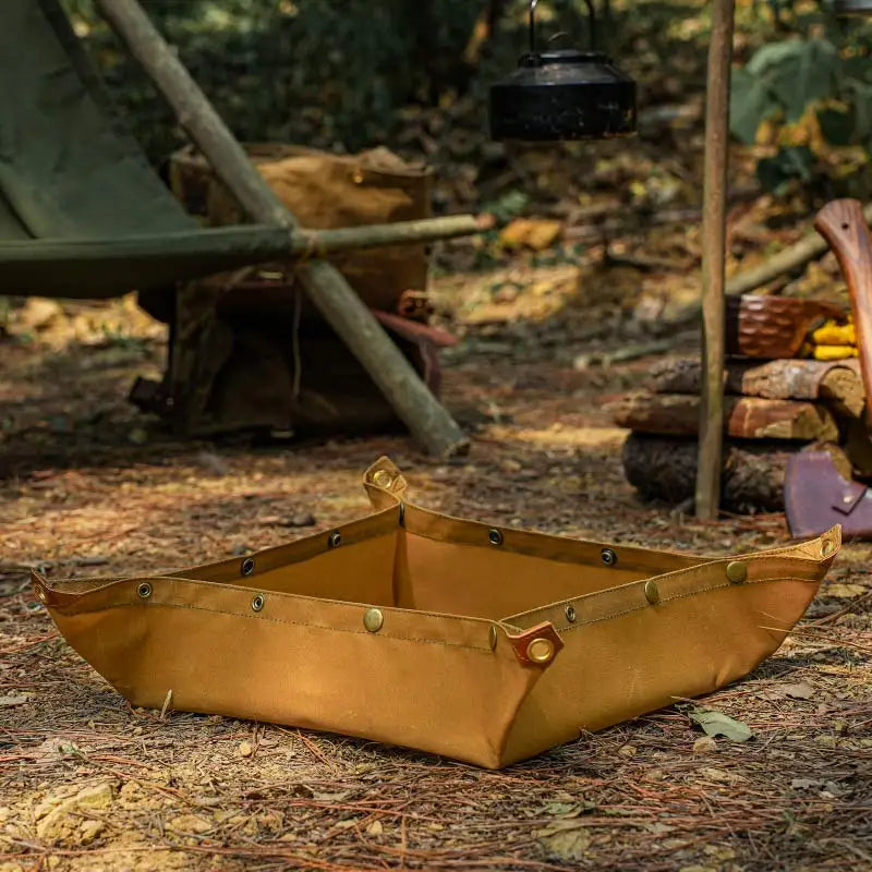 Vintage Khaki Waxed Canvas Camping Pad Bag