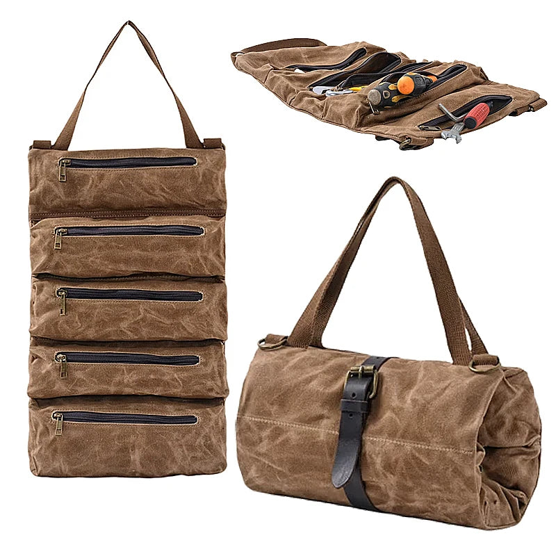 AllWeatherproof WaxedCanvas ToolRoll Bag Organizer