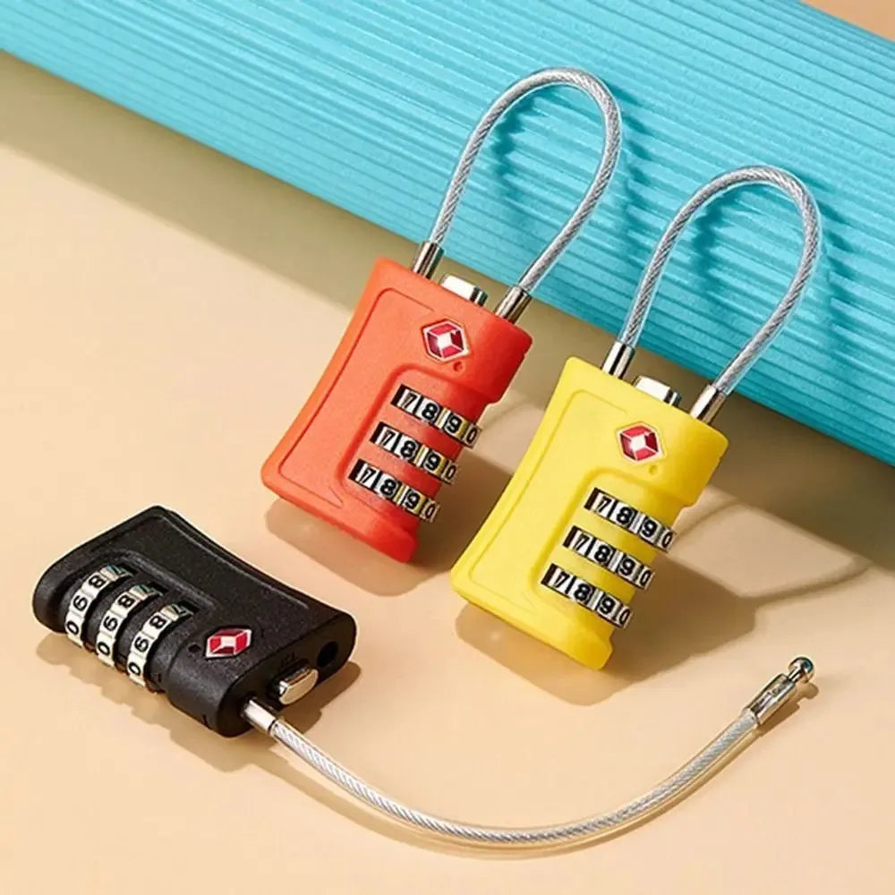 4 Pack TSA Customs Code Lock for Travel Luggage Password Changeable Black Lock Contrast Design Padlock 3 Digit Combination Lock