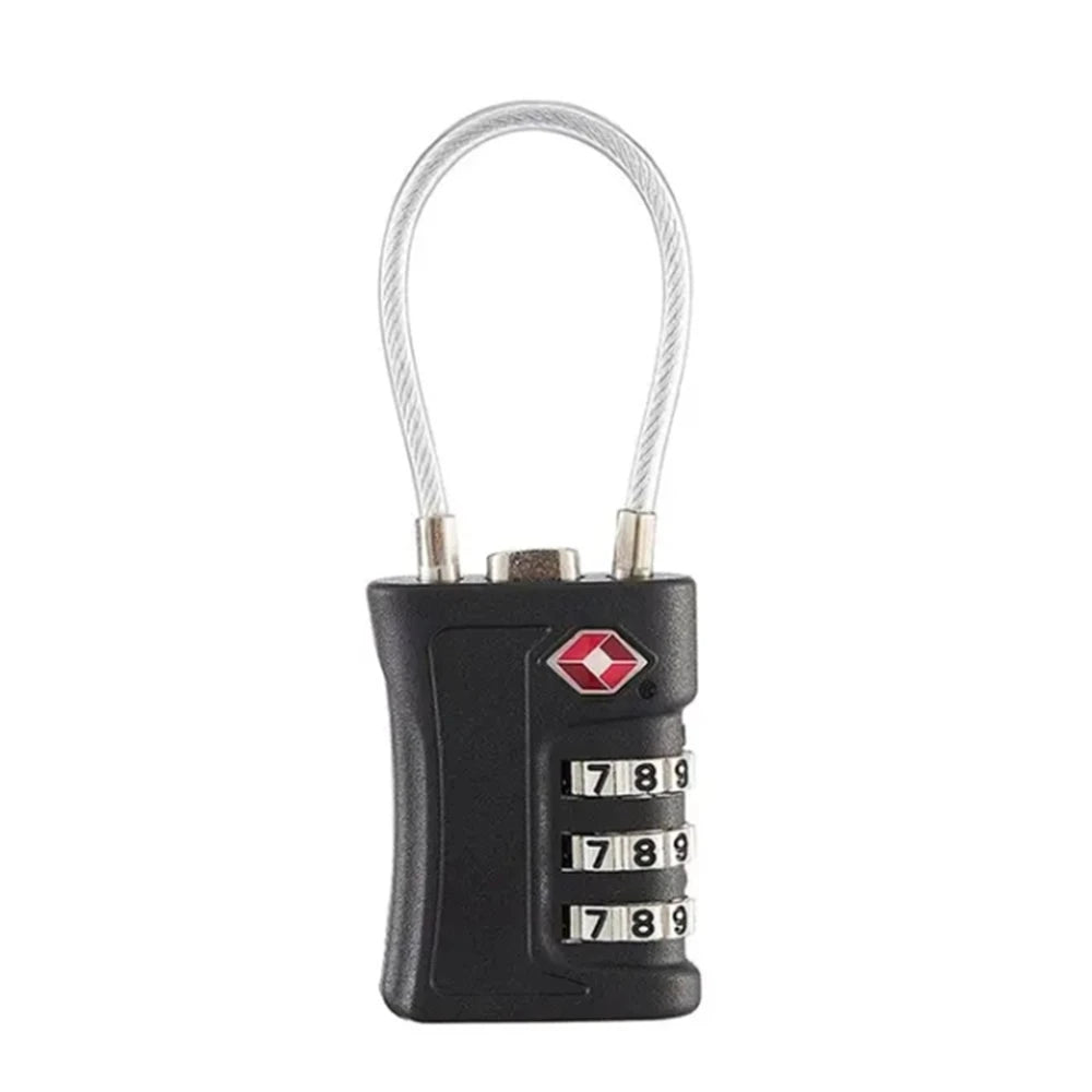 4 Pack TSA Customs Code Lock for Travel Luggage Password Changeable Black Lock Contrast Design Padlock 3 Digit Combination Lock