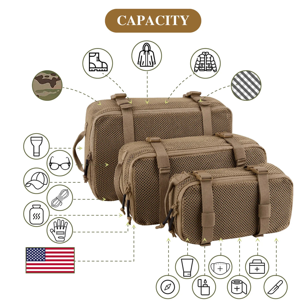 KRYDEX Tactical Outdoor Backpack Organizer Pouches