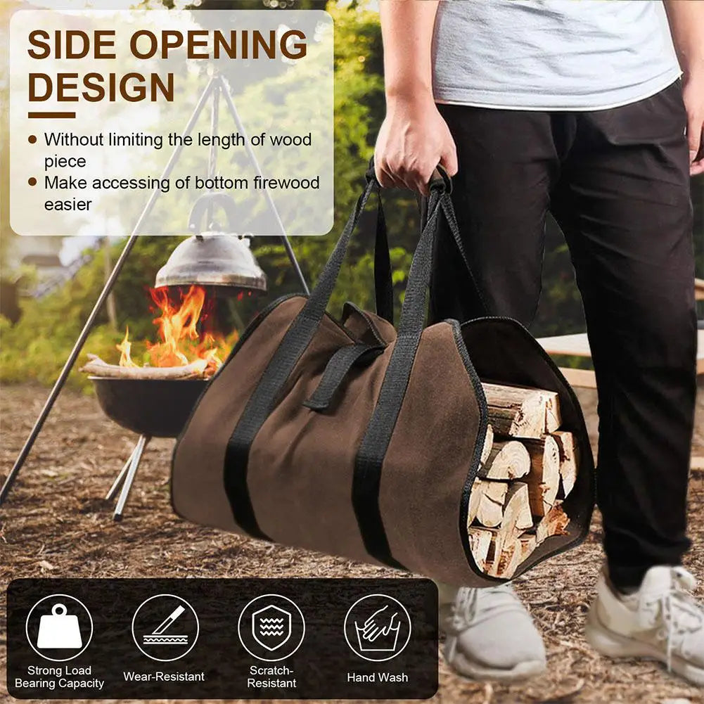 Heavy Duty Waterproof Firewood Storage Bag Carrier Tote