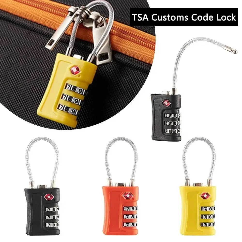 4 Pack TSA Customs Code Lock for Travel Luggage Password Changeable Black Lock Contrast Design Padlock 3 Digit Combination Lock