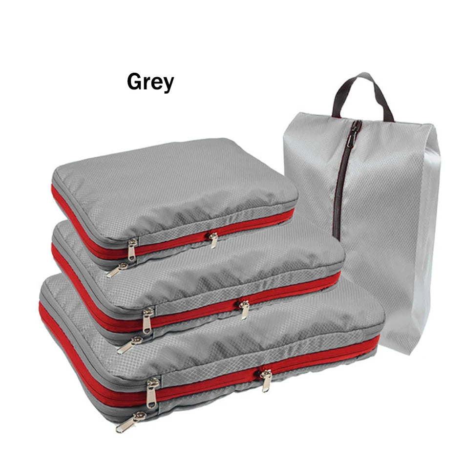 Essential Travel Compression Packing Cubes And Shoe Bag Set