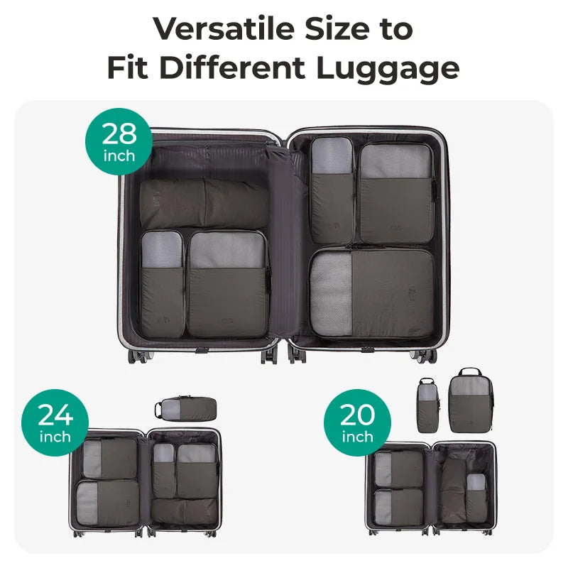 Bagsmart 6PC Compression Packing Cubes Large Capacity Portable Luggage Travel Organizers