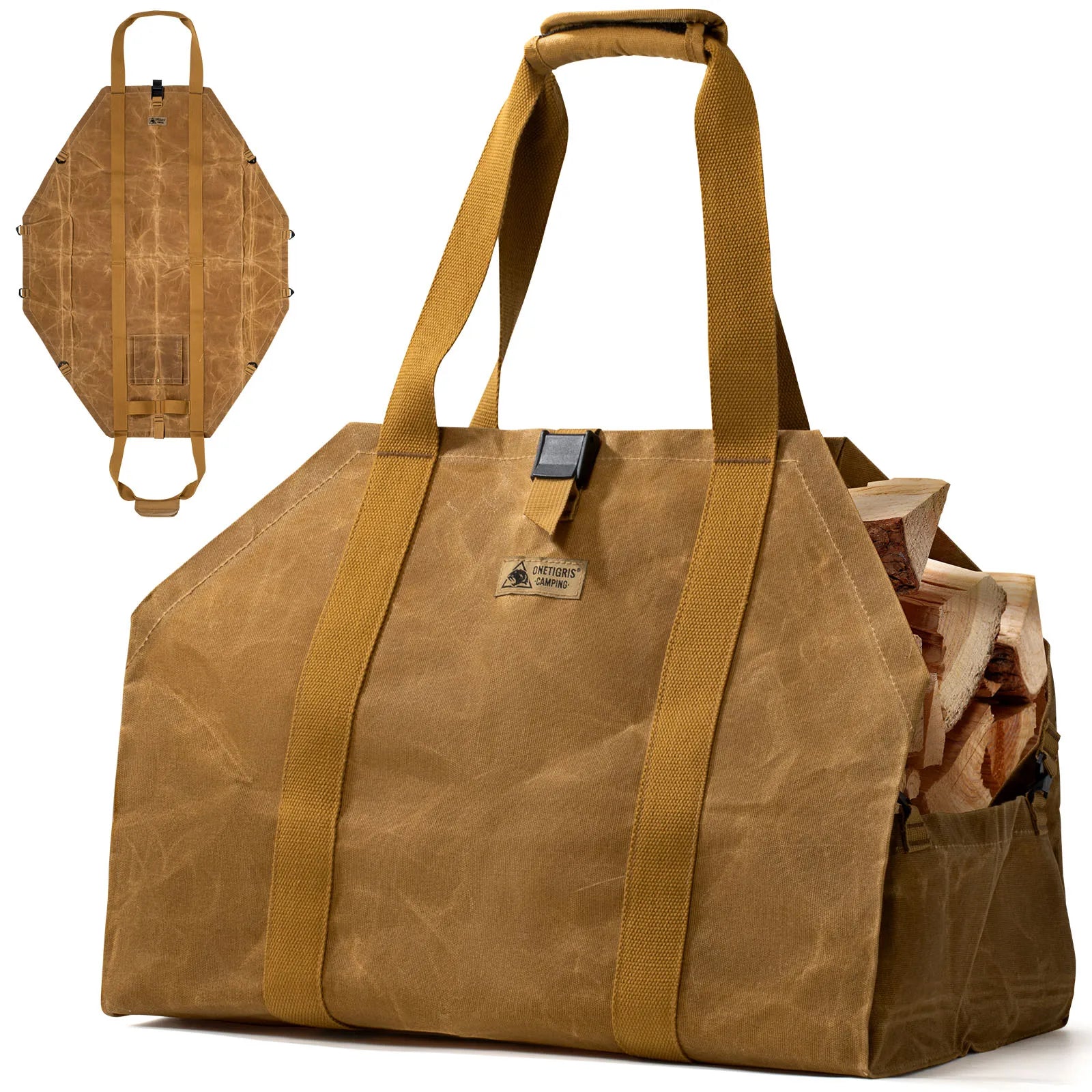 OneTigris Waxed Canvas Firewood Carrier For Camp