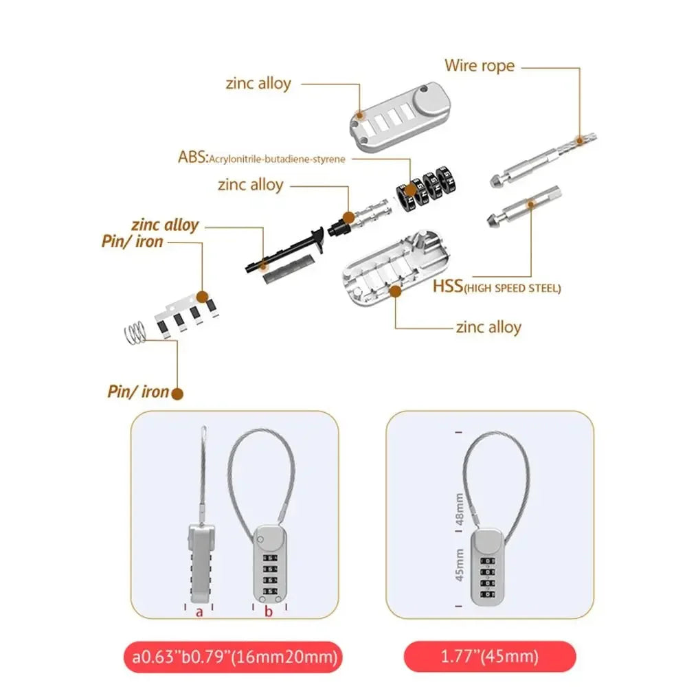 Portable Zinc Alloy Four-Digit Combination Padlock