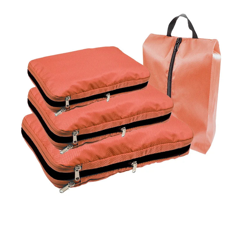 Essential Travel Compression Packing Cubes And Shoe Bag Set