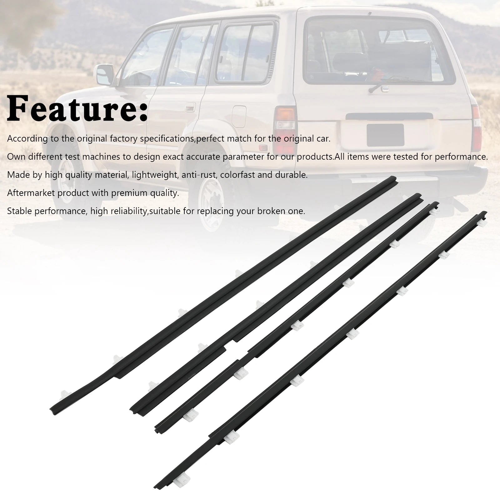 Artudatech 4pc Outer Weatherstrip Door Seal For Toyota Land Cruiser FJ80 90-98