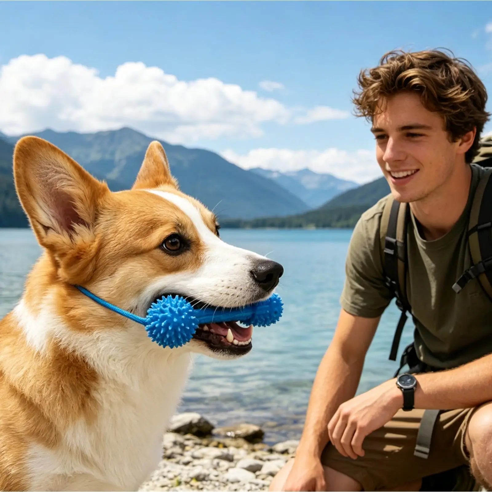 Dual Action Canine Dental Chew Toy For Teeth Cleaning Fresh Breath