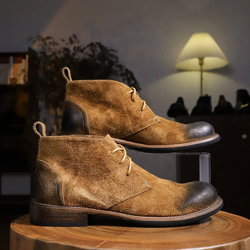 Artisan Handcrafted Cow Suede Leisure Platform Boots