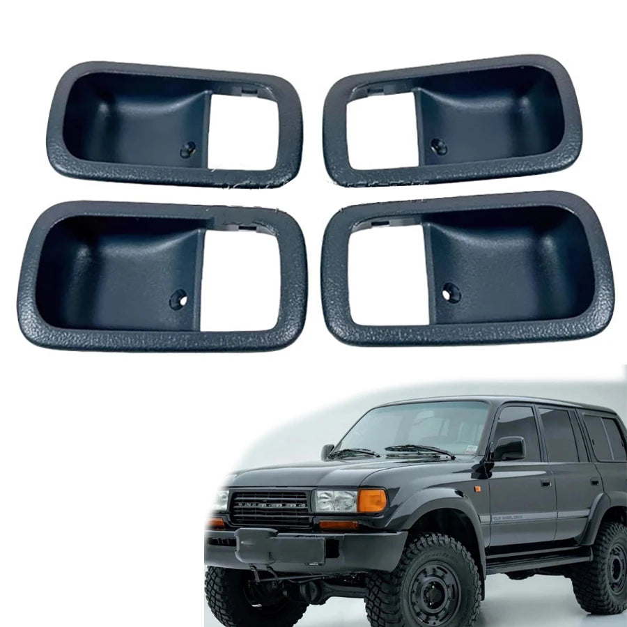 Black 4 Pcs Interior Door Handle Bezel For Toyota Land Cruiser LC80 Series