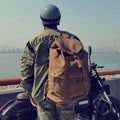 Retro Waxed Canvas Motorcycle Backpack Weatherproof