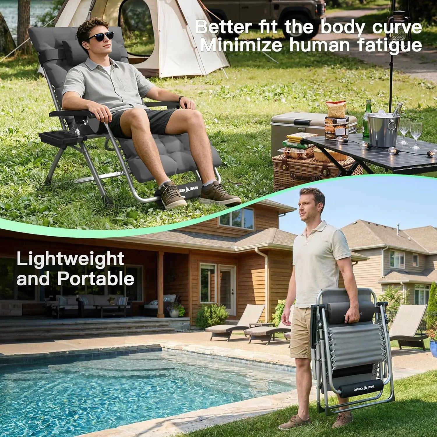 XL Oversized Zero Gravity Chair RemovableCushionHeadrest
