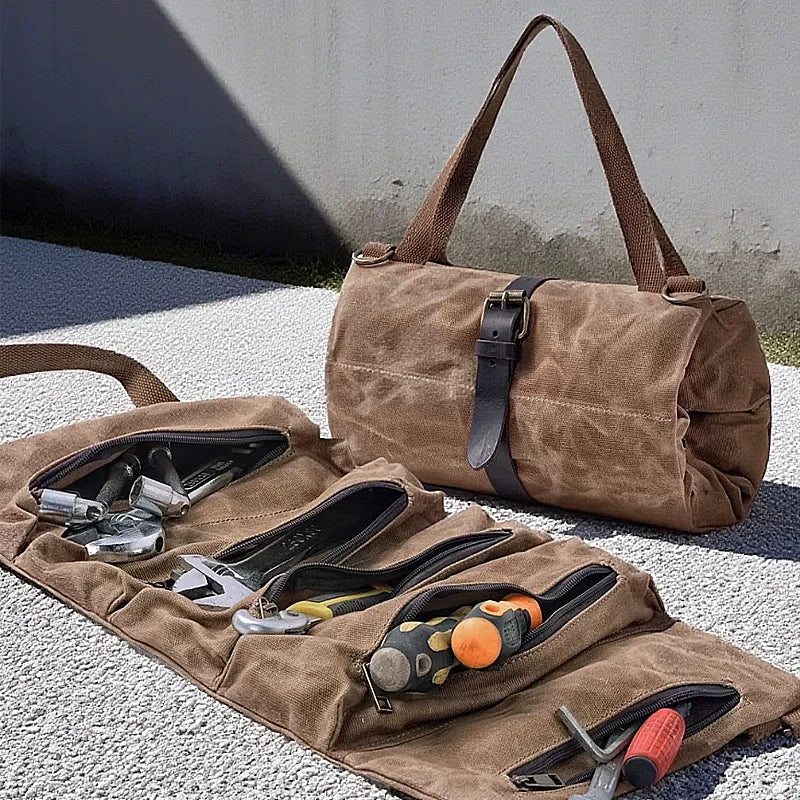 AllWeatherproof WaxedCanvas ToolRoll Bag Organizer