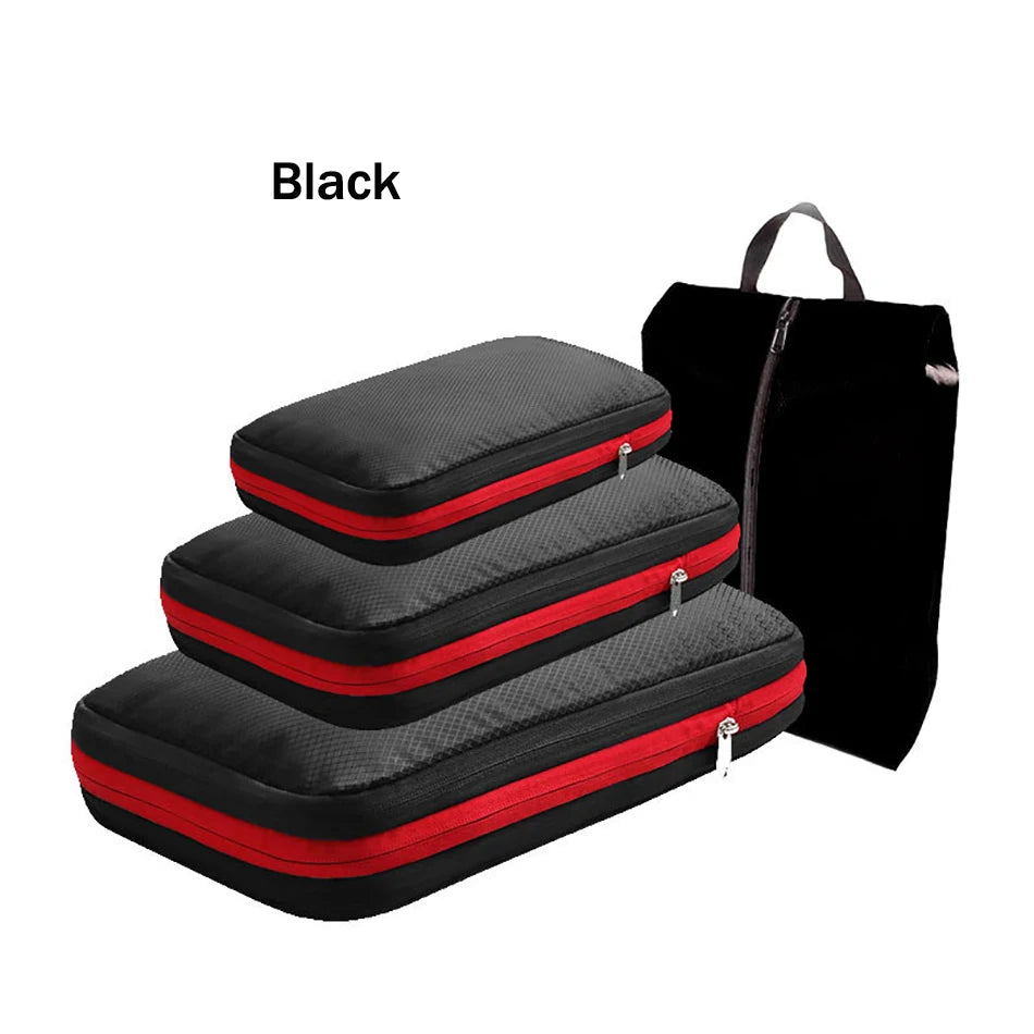 Essential Travel Compression Packing Cubes And Shoe Bag Set