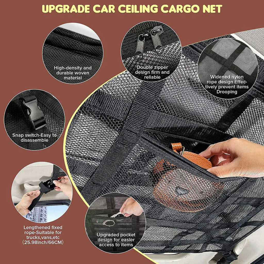 Car Ceiling Cargo Net UltraMultipurpose Load Capacity