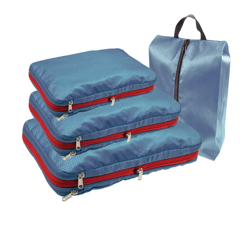 Essential Travel Compression Packing Cubes And Shoe Bag Set