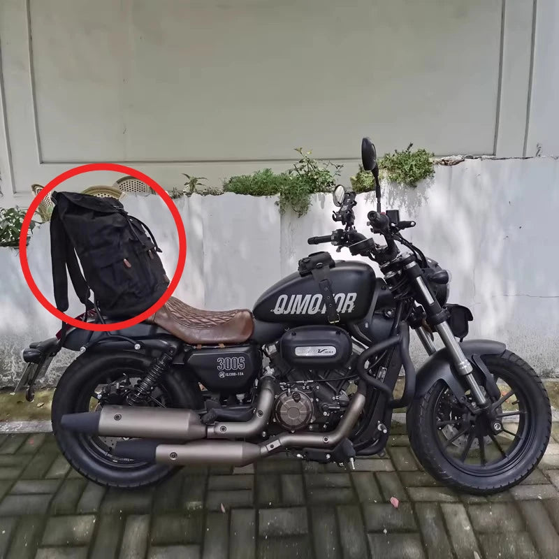 Retro Waxed Canvas Motorcycle Backpack Weatherproof