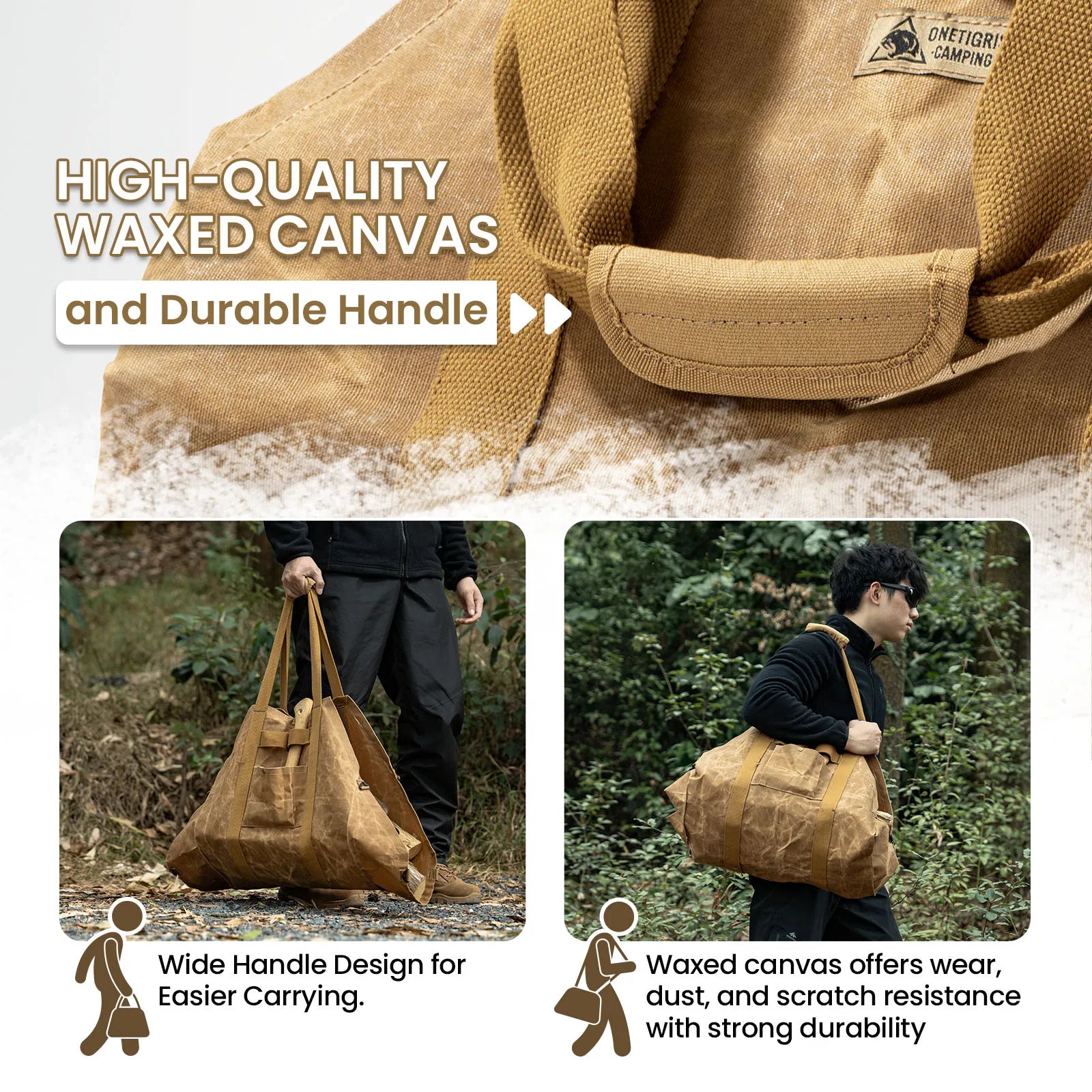 OneTigris Waxed Canvas Firewood Carrier For Camp