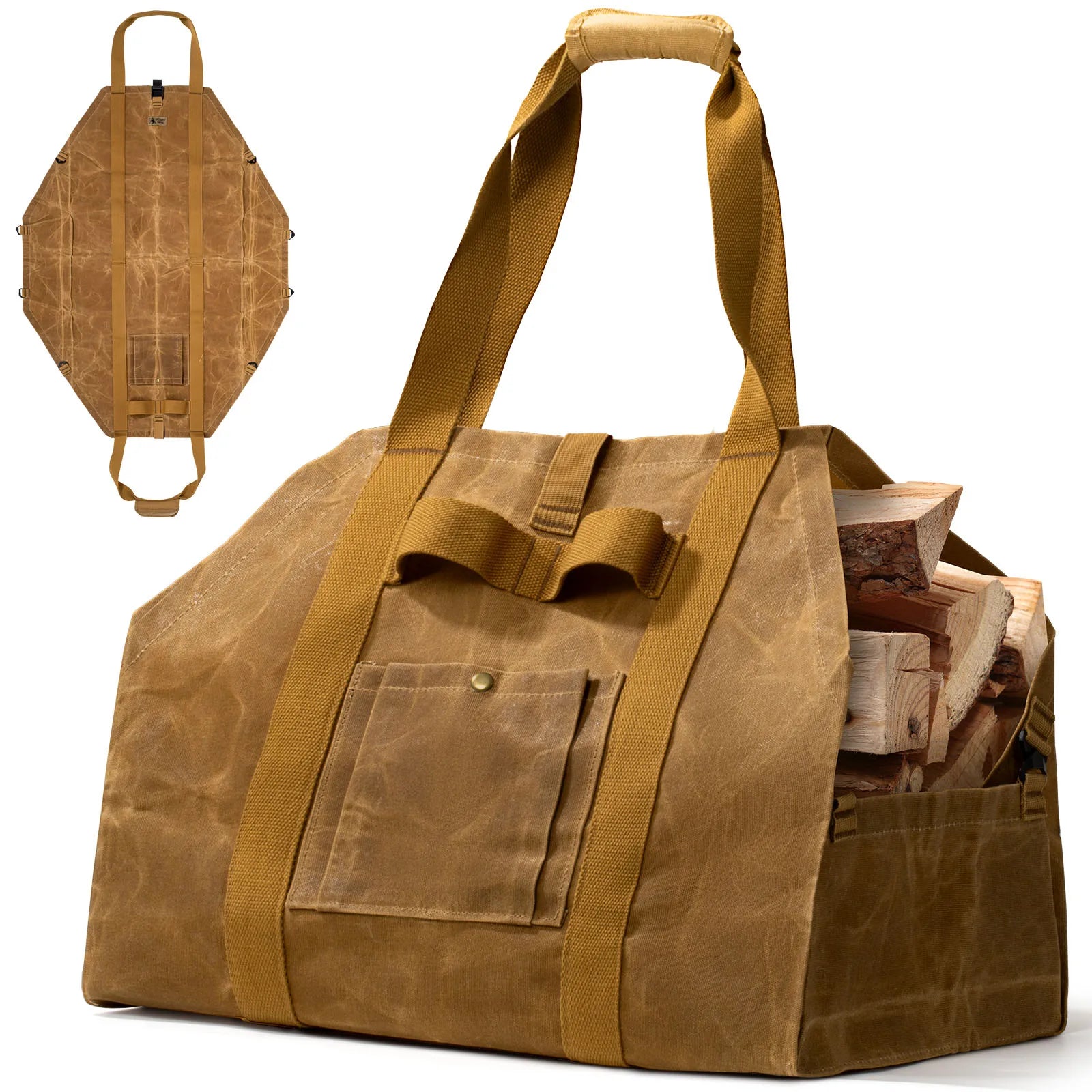 OneTigris Waxed Canvas Firewood Carrier For Camp