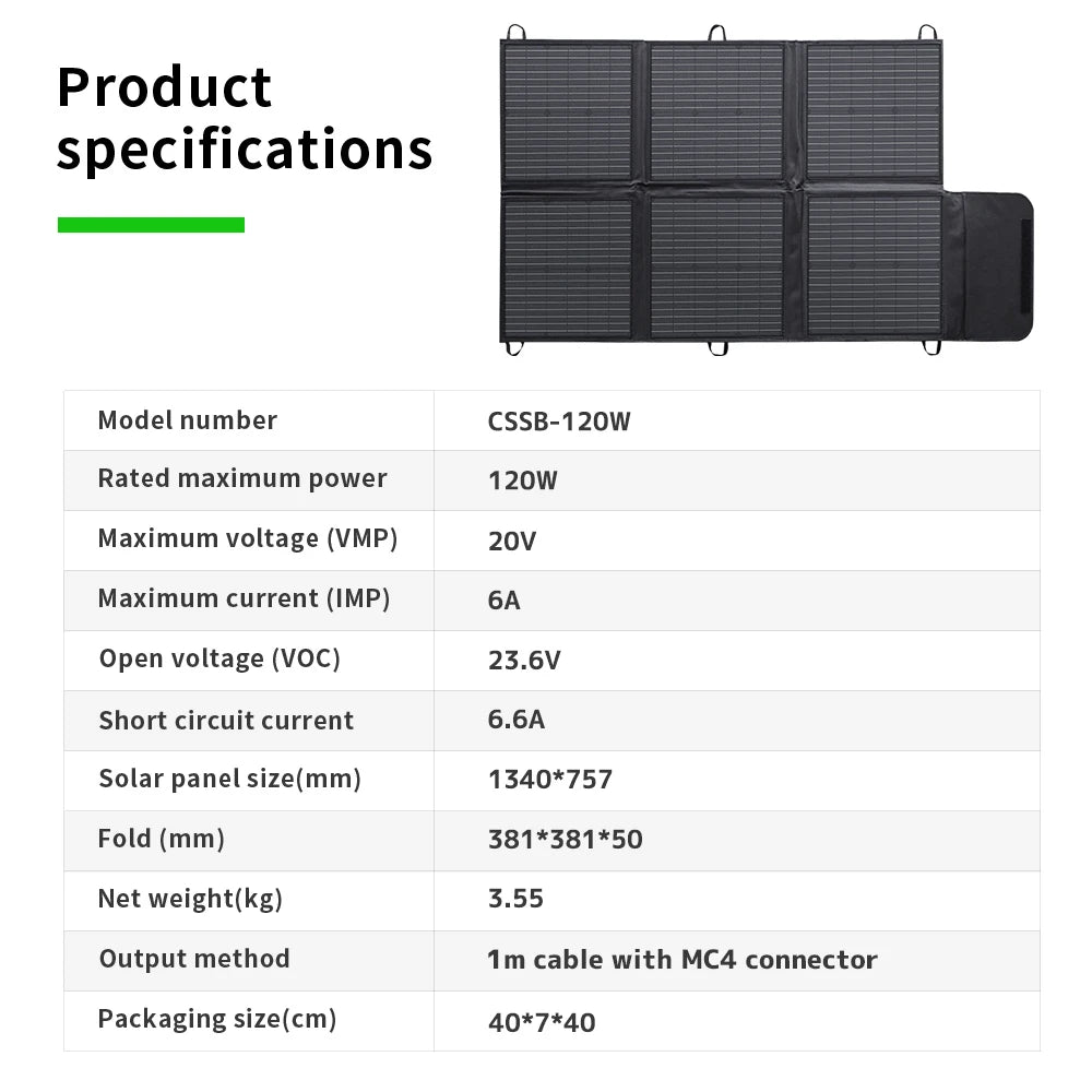 Portable Foldable Solar Panels 120W 200W 300W 400W Waterproof Outdoor