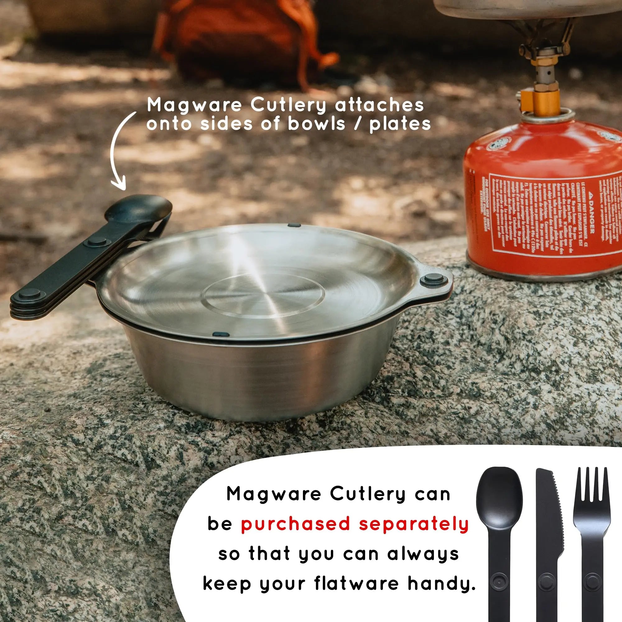 Magnetic Stainless Steel Travel Dinnerware Set for Camping and Outdoor Dining