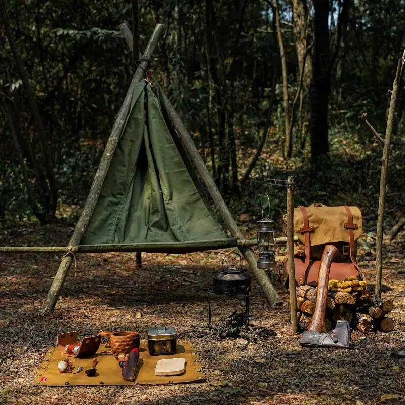 Vintage Khaki Waxed Canvas Camping Pad Bag