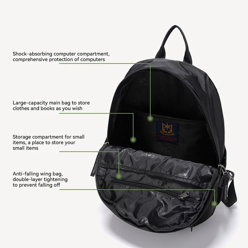VOLUNTEER Men's Waterproof Laptop Backpack Travel Bag