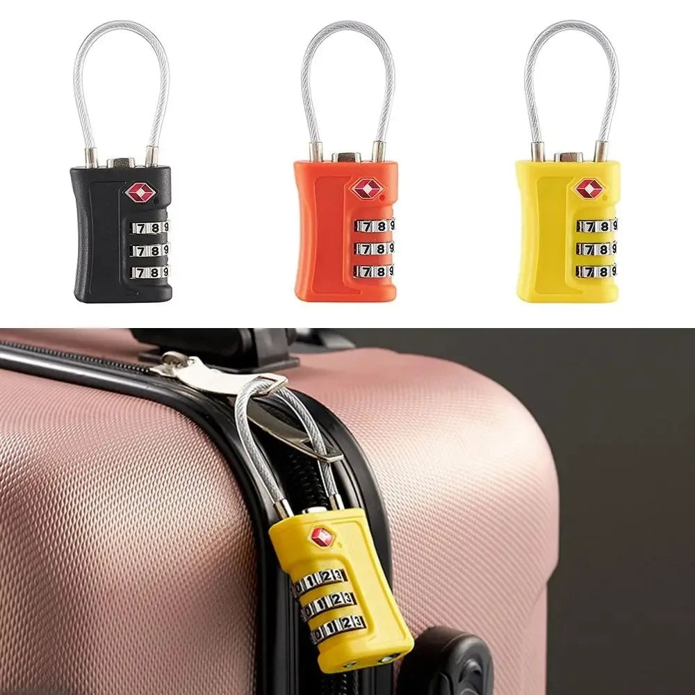 4 Pack TSA Customs Code Lock for Travel Luggage Password Changeable Black Lock Contrast Design Padlock 3 Digit Combination Lock