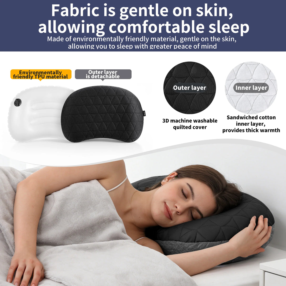 MAPLEAF Inflatable Camping Pillow Lightweight Travel Companion