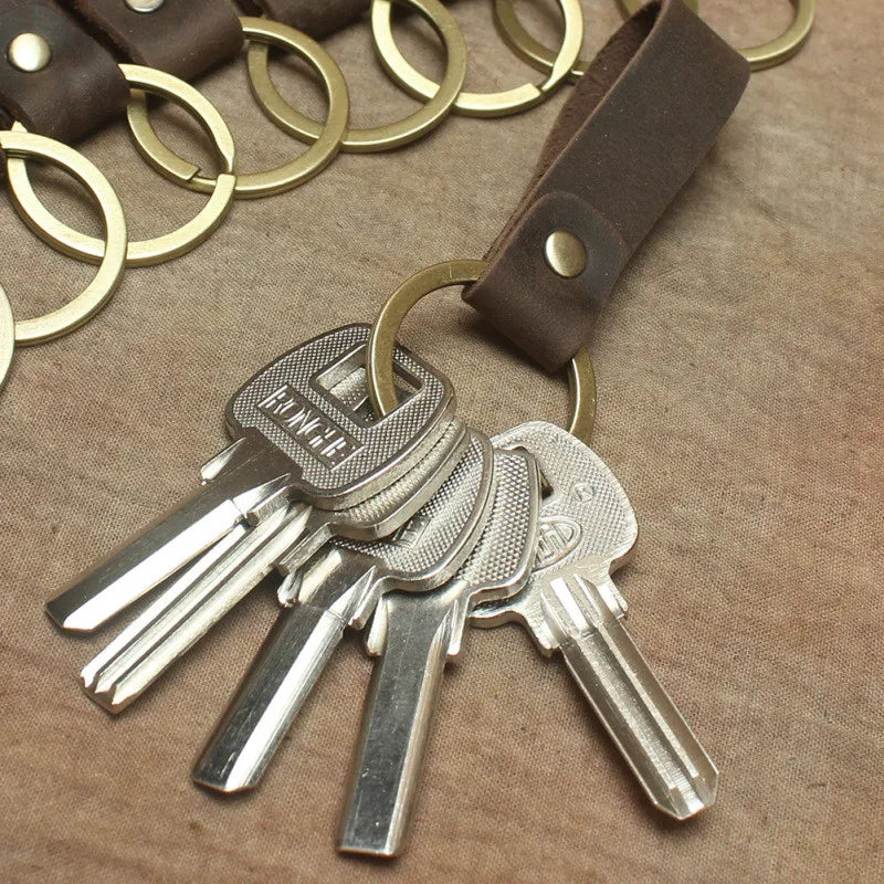 Handcrafted Vintage Cowhide Leather Keychain Lanyard