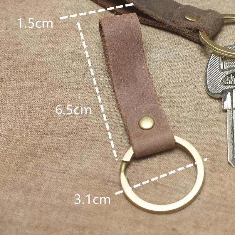 Handcrafted Vintage Cowhide Leather Keychain Lanyard
