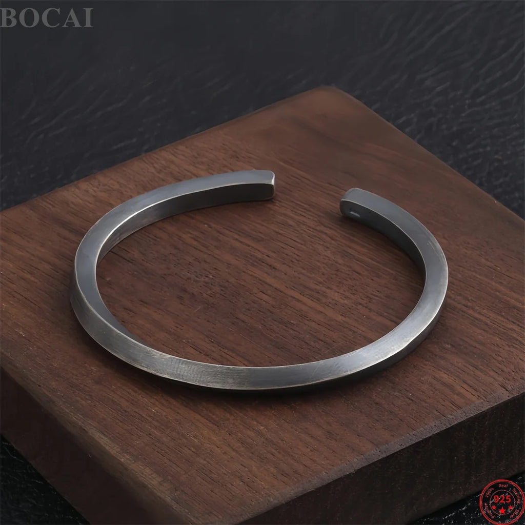S925 Sterling Silver Resizable Cuff Bangle Bracelet