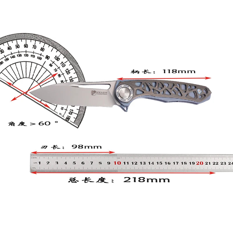 VENOM M390 Folding Knife Premium TC4 Titanium Handle