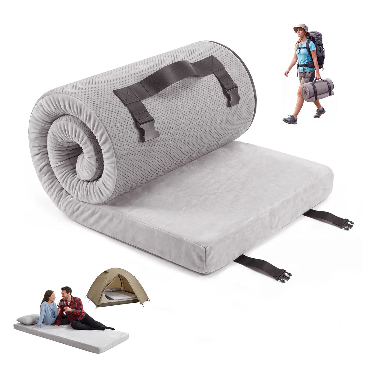 Portable 3-Inch Gel-Infused Memory-Foam Camping Mattress