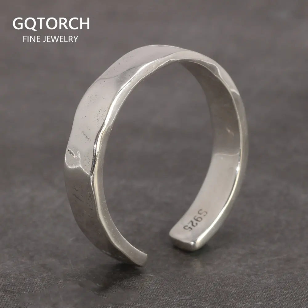 925 Sterling Silver Hammered Adjustable Ring Jewelry
