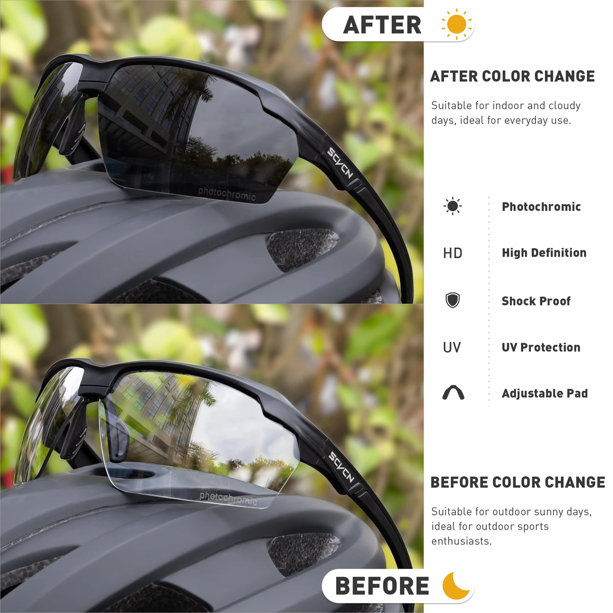SCVCN Photochromic Polarized Tactical Safety Glasses