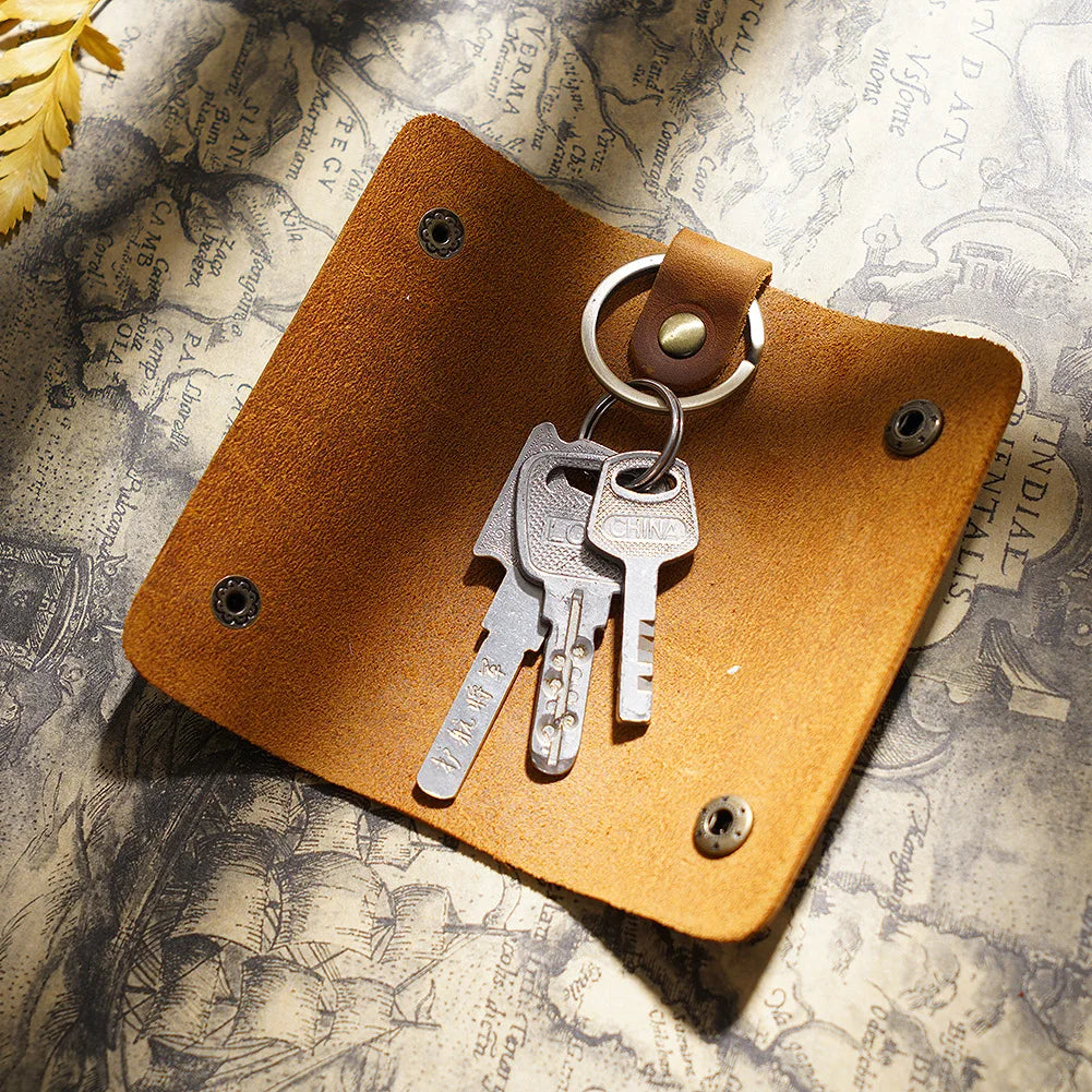 Authentic Cowhide Leather Keychain Holder Organizer