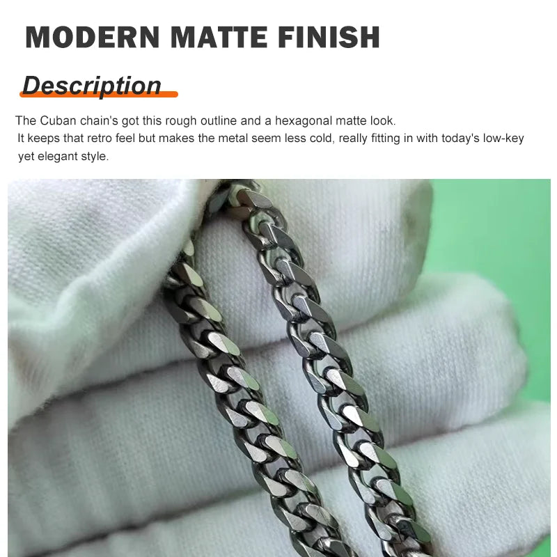 Mens Genuine Titanium Cuban Bracelet ScratchResistant Chain
