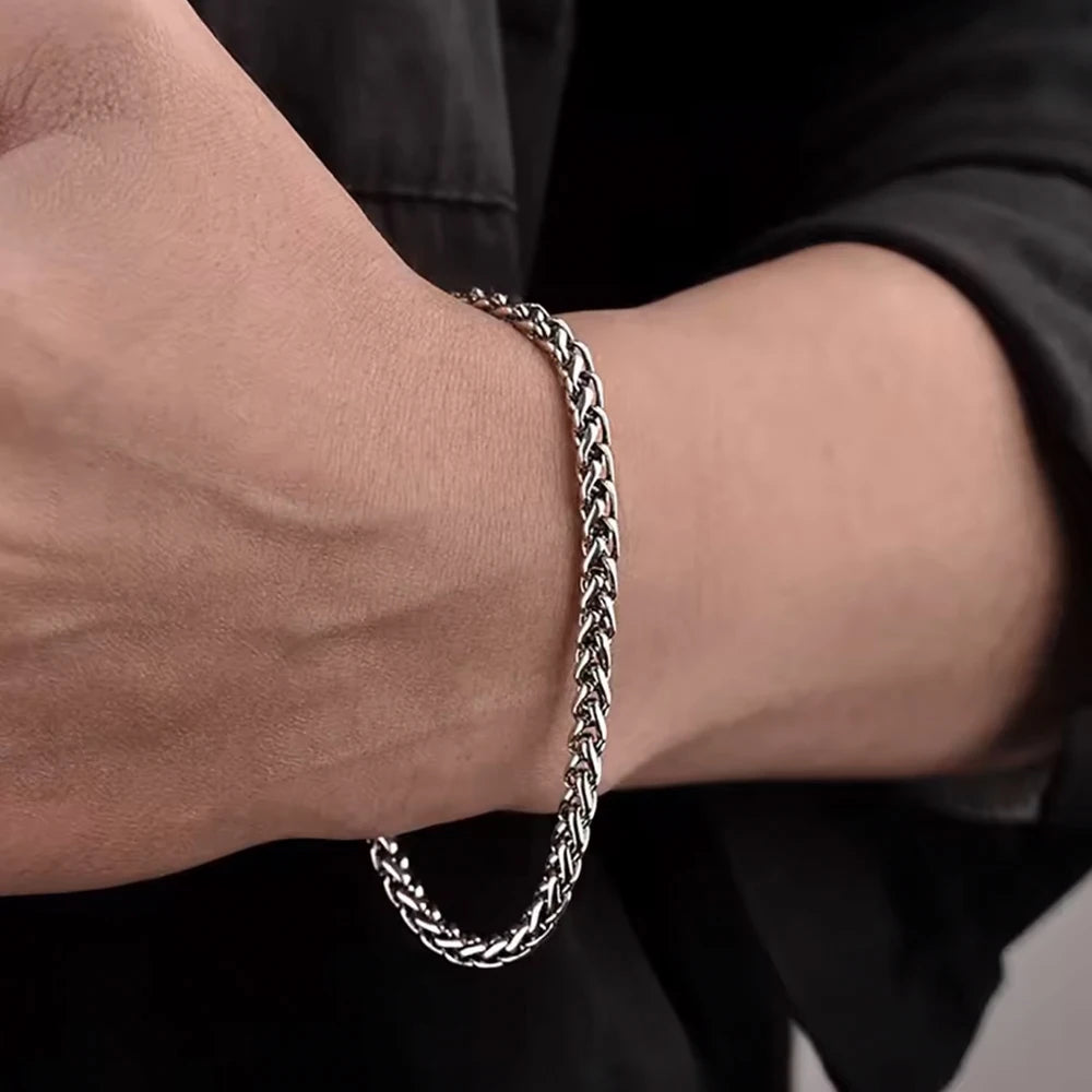 Authentically Sterling Silver Wheat Chain Bracelet