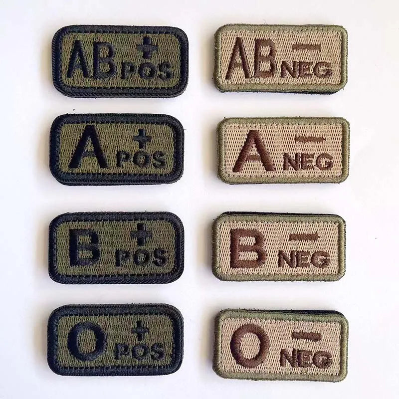 ABO Blood-Type Positive-Negative Fabric Badge Patches