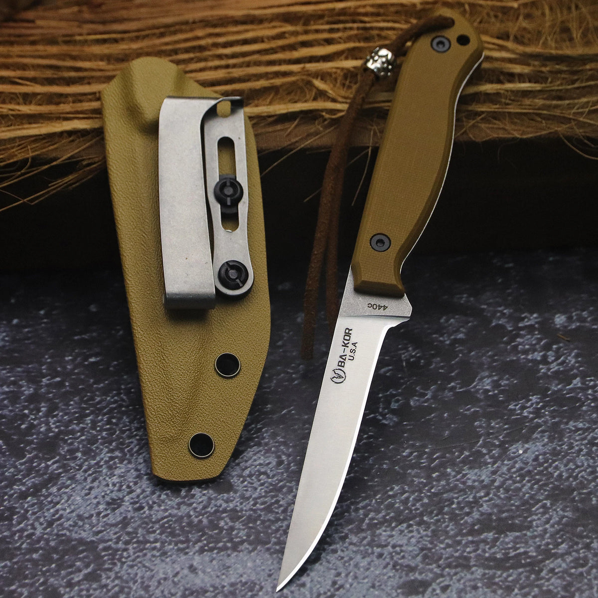 440C Stainless Steel FullTang Outdoor Knife Sheath
