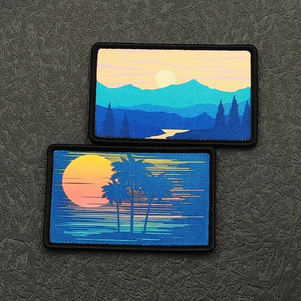 Sunrise Sunset Scenic Embroidered Hookloop Patches